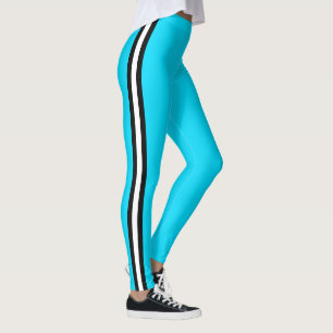 Blå baljväxter av svart och vit Rand Himmel Leggings