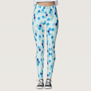 Blå baljväxter i Hexagon Mönster Leggings