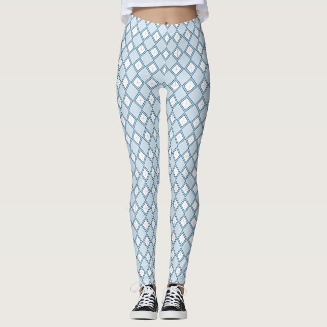 Blå balkar av argyle/romb leggings (Framsida)