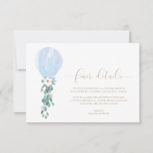 Blå Ballong Baby Shower Detaljerade Kort