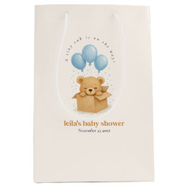 Blå Ballong Björn Akvarell Baby Shower