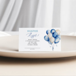 Blå Ballong Björn Blöja Lotteri Pojke Baby Shower Tilläggskort