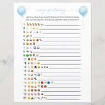 Blå ballong-emojiböcker Baby Shower-lek