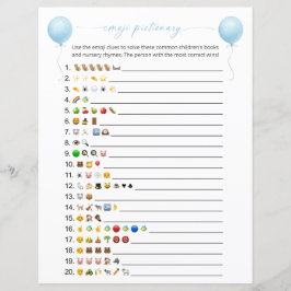 Blå ballong-emojiböcker Baby Shower-lek