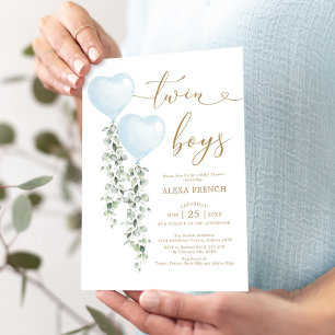 Blå ballong Eucalyptus Swehoney in Boys Inbjudningar