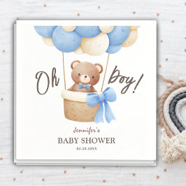 Blå ballong för Cute Nalle | Boy Baby Shower Pappersservett