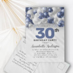 Blå ballong i Glitter, oavsett ålder Vykort<br><div class="desc">Modern Glam Navy Blue Silver Balloon Glitter Gnistra vid alla åldrar</div>