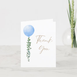 Blå ballong Pojke vattenfärg Tack Kort