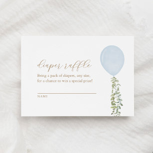 Blå ballongen Eucalyptus Diaper Raffle Biljett Enc Tilläggskort