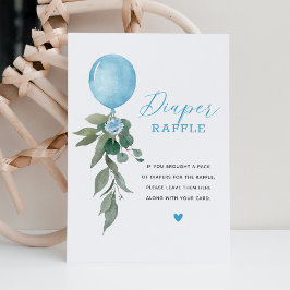 Blå ballongen Greenery Diaper Raffle Sign Inbjudningar