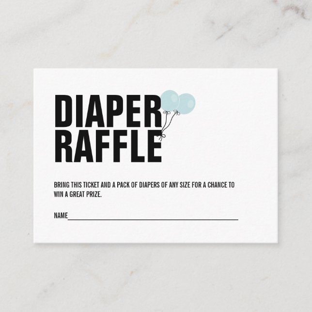Blå ballongens babyskor Diaper Raffle Biljett Tilläggskort (Framsida)