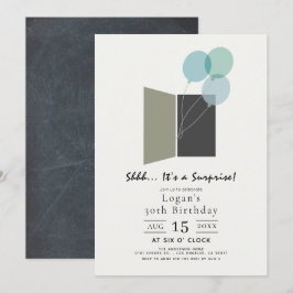 Blå ballongens överraskande Födelsedagsfest Inbjudningar