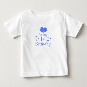 Blå ballonger 1-års födelsedag t shirt