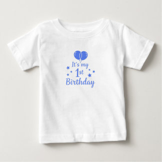 Blå ballonger 1-års födelsedag t shirt