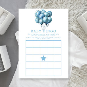 Blå ballonger akvarell pojke baby shower bingo inbjudningar