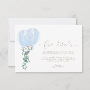 Blå ballonger baby shower detaljerad informationsk inbjudningar