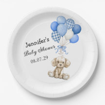 Blå ballonger Baby Shower Papper Plate