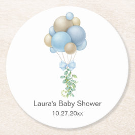 Blå ballonger Baby Shower Underlägg Papper Rund