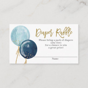 Blå ballonger Diaper Raffle Tilläggskort