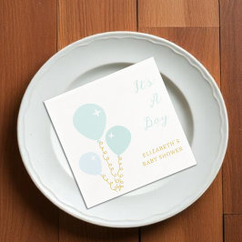 Blå ballonger pojke baby shower pappersservett