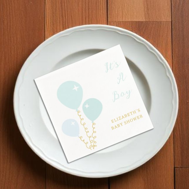 Blå ballonger pojke baby shower pappersservett (Skapare uppladdad)