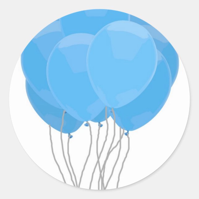 Blå ballonger runt klistermärke (Framsida)