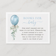 Blå ballonggrönska böcker för baby shower