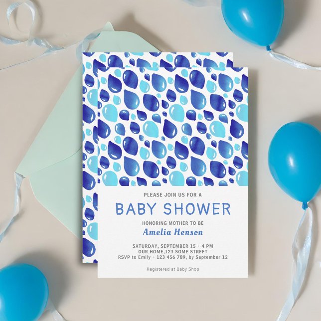 Blå ballongmönster Baby pojke Baby Shower Inbjudningar (Skapare uppladdad)