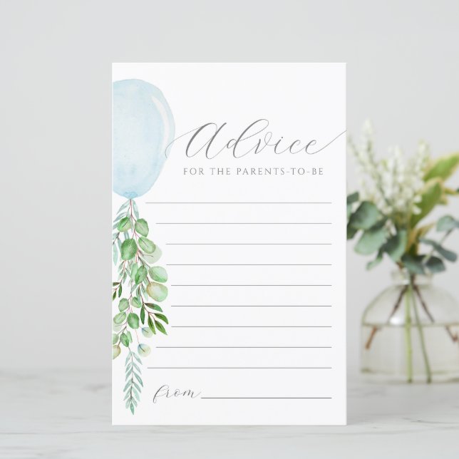 Blå ballongråd Önskemål för Baby-kort (Stående Fram)