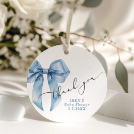 Blå band Baby Shower Vacker Tack Gåvor Etiketter