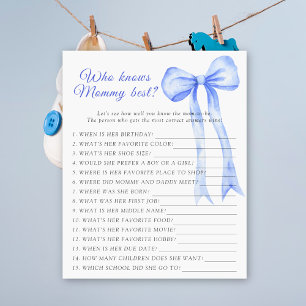 Blå band baby shower Vem vet mest om mamma spel