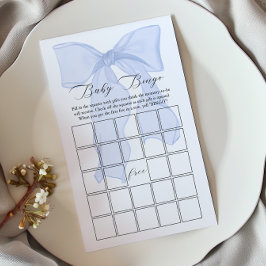 Blå band coquette baby shower baby bingo spel