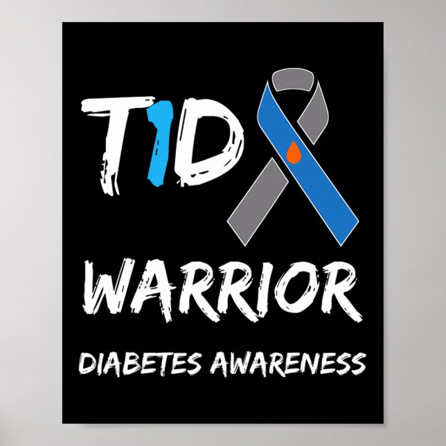 Blå band för diabetesmedvetande av typ 1-typ poster (Framsidan)