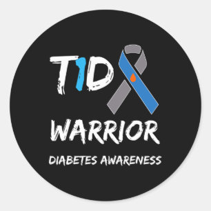 Blå band för diabetesmedvetande av typ 1-typ runt klistermärke