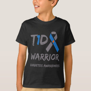 Blå band för diabetesmedvetande av typ 1-typ t shirt