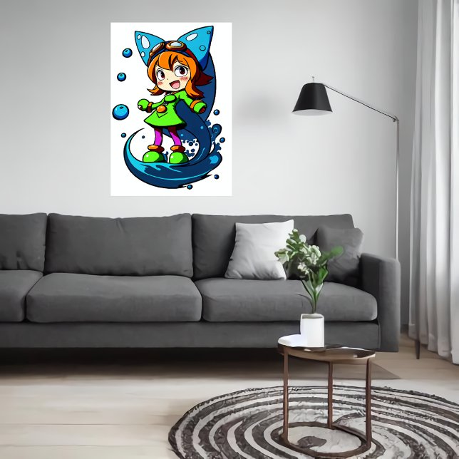 Blå band för unga gröntar | AI Art Poster (Skapare uppladdad)