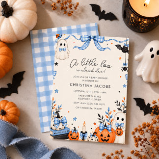 Blå band Ghost Oktober Halloween Baby Shower Inbjudningar