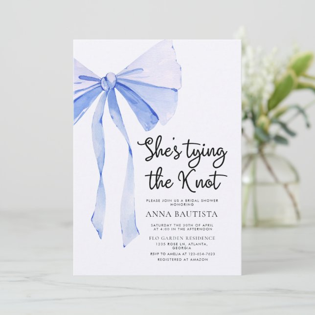 Blå band Hon Gifter sig Möhippa Inbjudningar (Stående Fram)