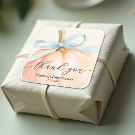 Blå Band Liten Pumpa Baby Shower Fyrkantigt Klistermärke