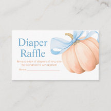 Blå band orange pumpa baby shower blöja lotteri