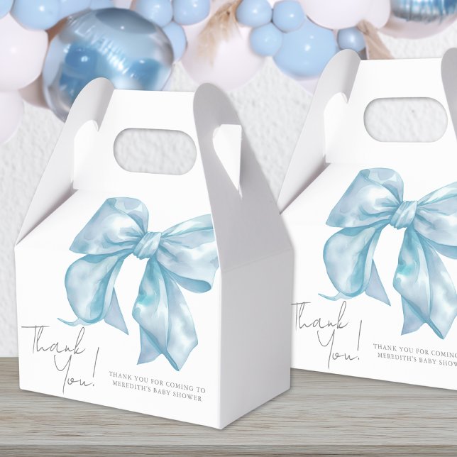 Blå band pojkbarnsbarnkalas presentaskar (Blue Bow Boy Baby Shower Favor Boxes)
