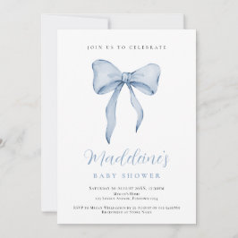 Blå band pojke baby shower inbjudan