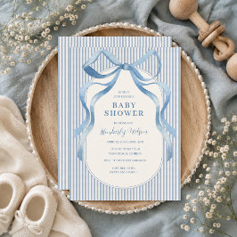 Blå Band Slinga Rand Baby Shower Inbjudningar