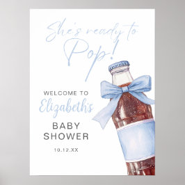 Blå band sodavattenflaska Baby Shower välkomstskyl Poster