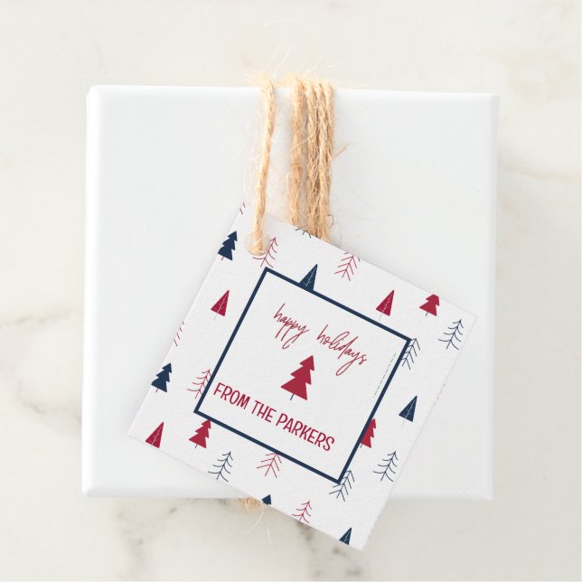 Blå Bär Jul Presentegetiketter Gåvor Etiketter (På plats)