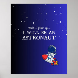 Blå barnkammarposter, astronaut, galax tema poster