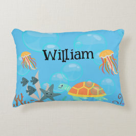 Blå barns nautiska mönster rum prydnadskudde