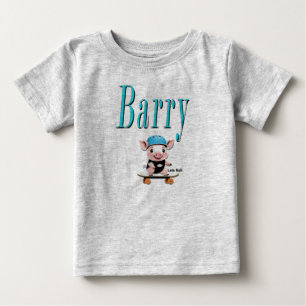 Blå Barry Namn Och Gris Skateboard, T Shirt