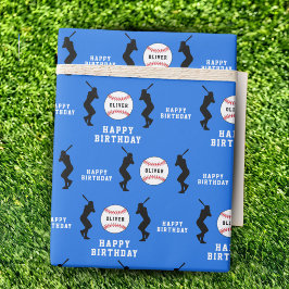 Blå basebollboll spelare barns namn födelsedag presentpapper