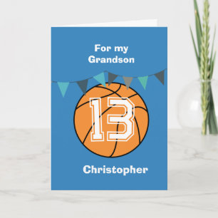 Blå basket 13-årsdag Namn sonson Kort